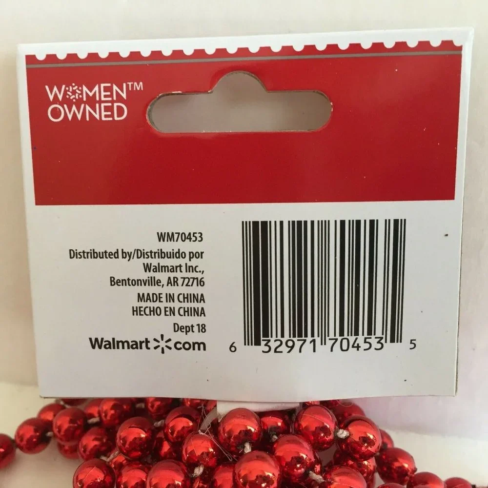 18' Red Beaded Beads Garland Christmas Tree Wedding Decor Craft